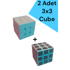 2 Adet 3x3 Zeka Sabır Küpü Karbon Fiber ve Pastel Renkli Profesyonel Speed Cube