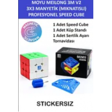 MOYU 3M V2 3x3 MIKNATISLI Stickersız Manyetik Zeka Küpü - Profesyonel Speed Cube - Sabır Küpü
