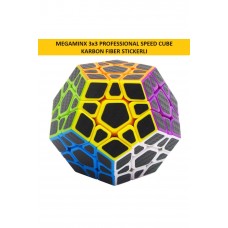 3x3 MEGAMINX KARBON FIBER  STICKERLI PROFESYONEL SPEED CUBE -RUBİK 3X3 ZEKA SABIR KÜPÜ -
