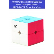 QY 2X2 STICKERSIZ PROFESYONEL SPEED CUBE  -RUBIK 2X2 ZEKA SABIR KÜPÜ